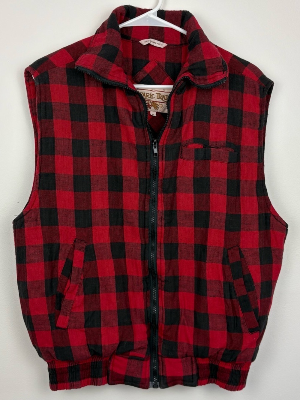 Vintage Men’s Red & Black Buffalo Plaid Vest XL 100% Cotton grunge gorpcore
